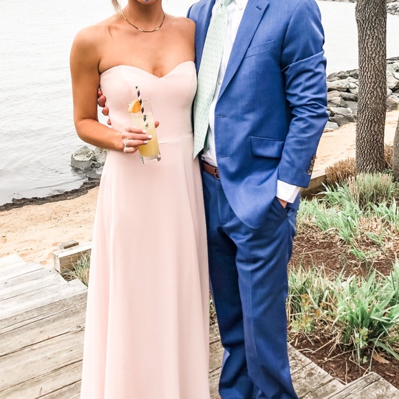 Dessy After Six Strapless Gown in Blush - Picture 1 of 3